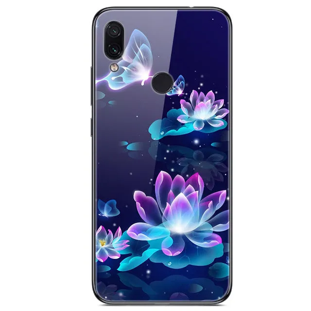 6.3'' For Xiaomi Redmi Note 7 Case Glass Back Hard Cover For Xiaomi Redmi Note 7 Case Note7 Soft Bumper Tempered Fashion Note 7S