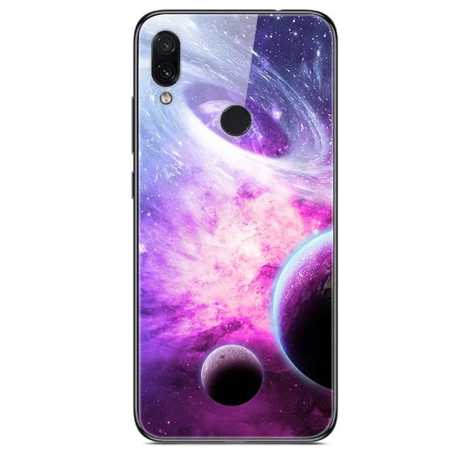 6.3'' For Xiaomi Redmi Note 7 Case Glass Back Hard Cover For Xiaomi Redmi Note 7 Case Note7 Soft Bumper Tempered Fashion Note 7S