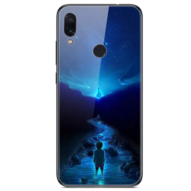 6.3'' For Xiaomi Redmi Note 7 Case Glass Back Hard Cover For Xiaomi Redmi Note 7 Case Note7 Soft Bumper Tempered Fashion Note 7S