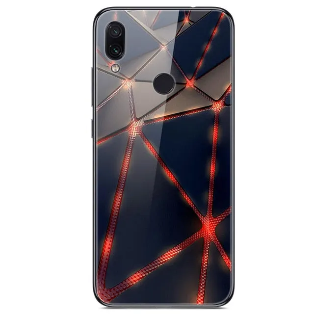 6.3'' For Xiaomi Redmi Note 7 Case Glass Back Hard Cover For Xiaomi Redmi Note 7 Case Note7 Soft Bumper Tempered Fashion Note 7S