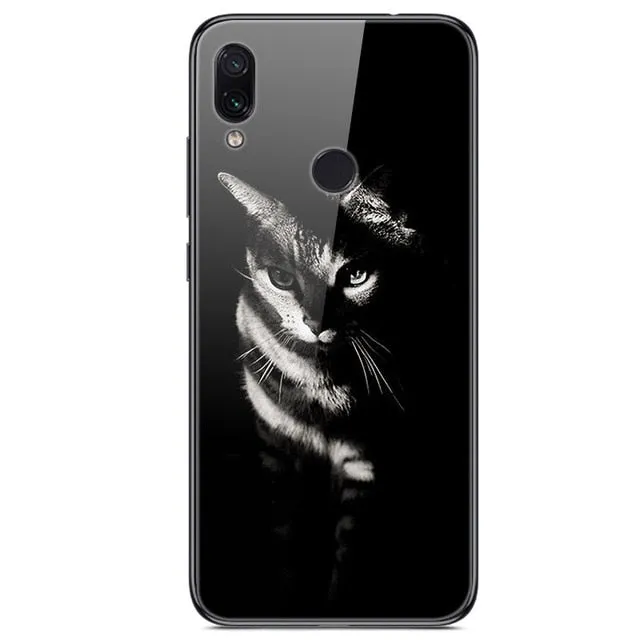 6.3'' For Xiaomi Redmi Note 7 Case Glass Back Hard Cover For Xiaomi Redmi Note 7 Case Note7 Soft Bumper Tempered Fashion Note 7S