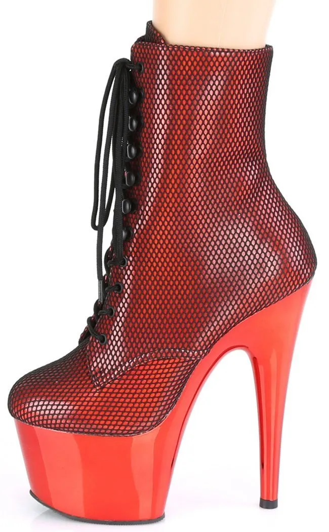 ADORE-1020 Red Holo Net Ankle Boots