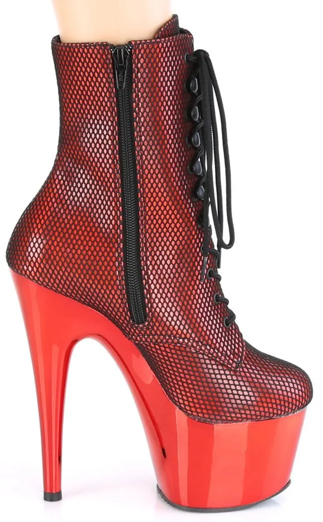 ADORE-1020 Red Holo Net Ankle Boots