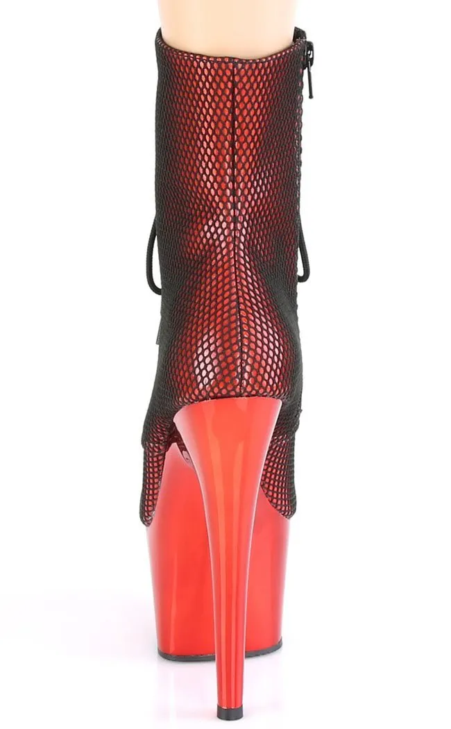 ADORE-1020 Red Holo Net Ankle Boots