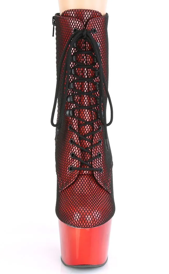 ADORE-1020 Red Holo Net Ankle Boots