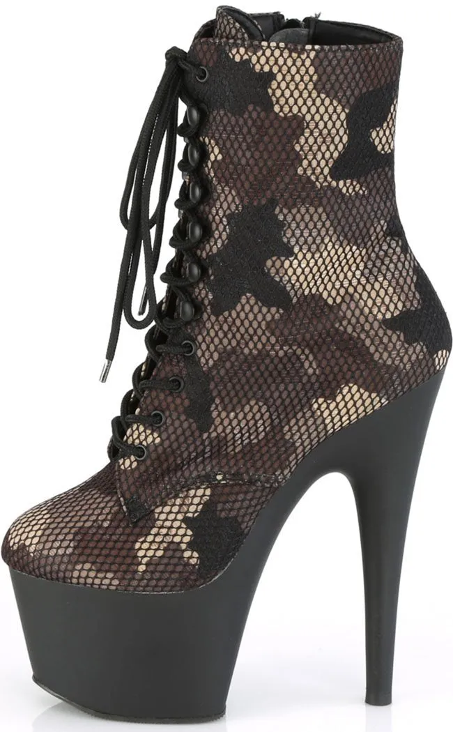 ADORE-1020CM Green Camo Ankle Boots