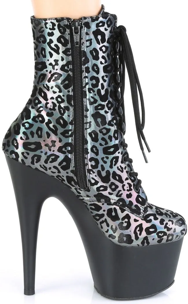 ADORE-1020LP Pewter Holo Leopard Ankle Boots