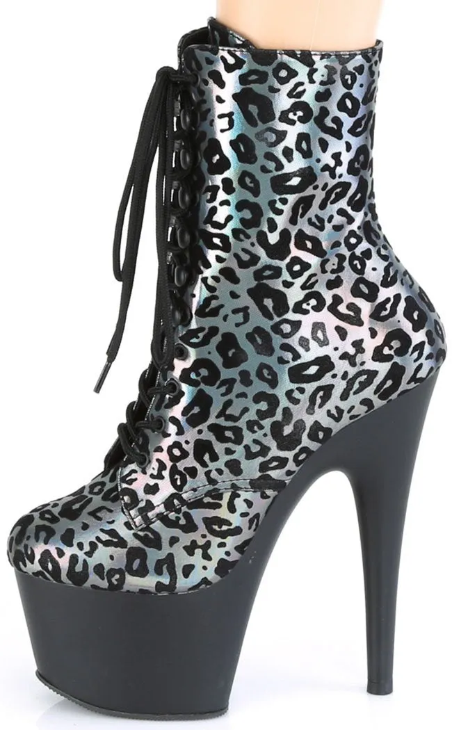 ADORE-1020LP Pewter Holo Leopard Ankle Boots