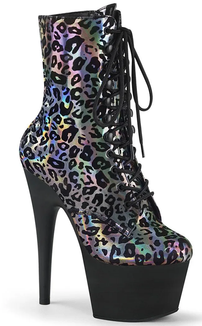 ADORE-1020LP Pewter Holo Leopard Ankle Boots