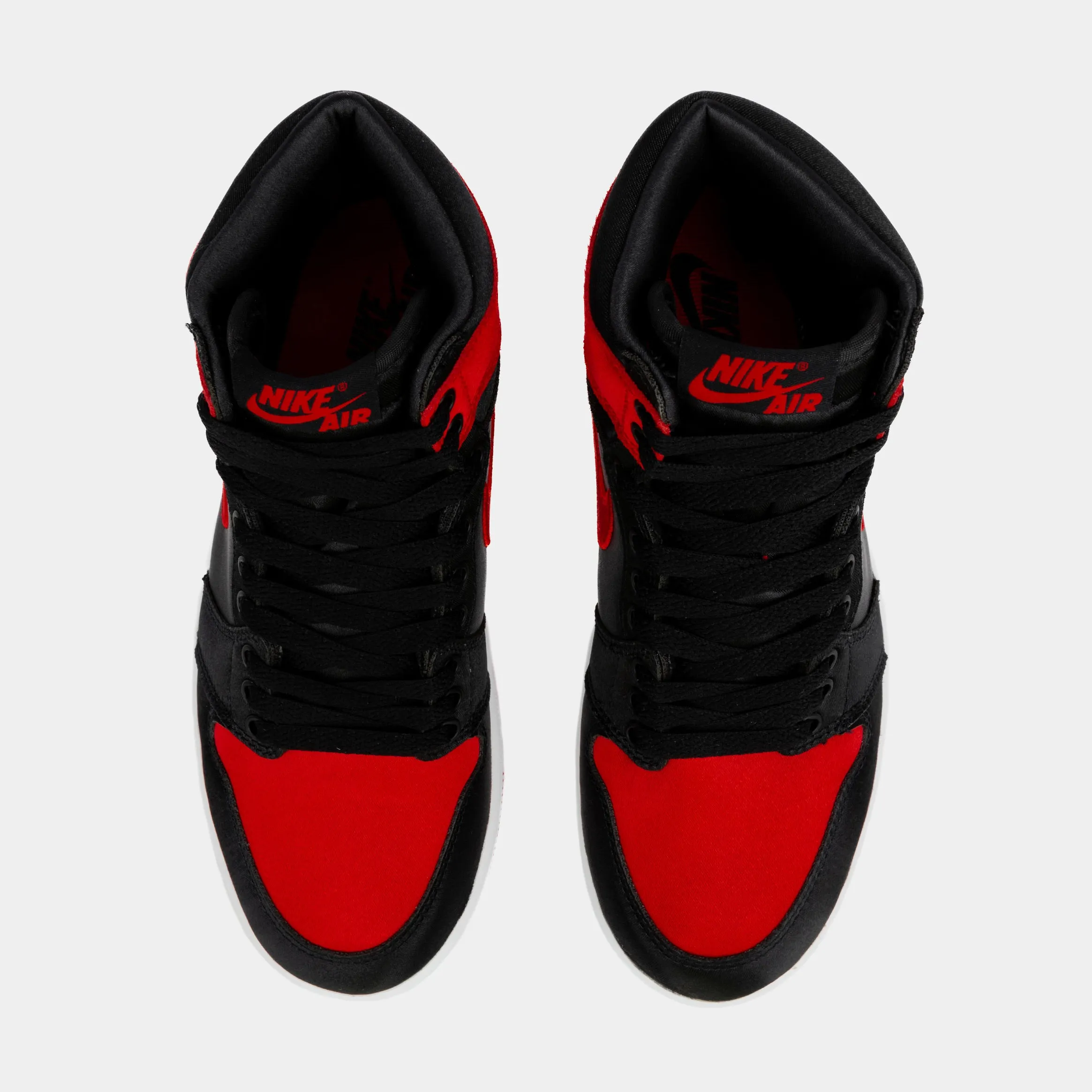 Air Jordan 1 Retro Hi OG Satin Bred Womens Lifestyle Shoes (Black/Red)