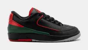 Air Jordan 2 Retro Low Christmas Grade School Lifestyle Shoes (Black/Fire Red/Cement Grey)