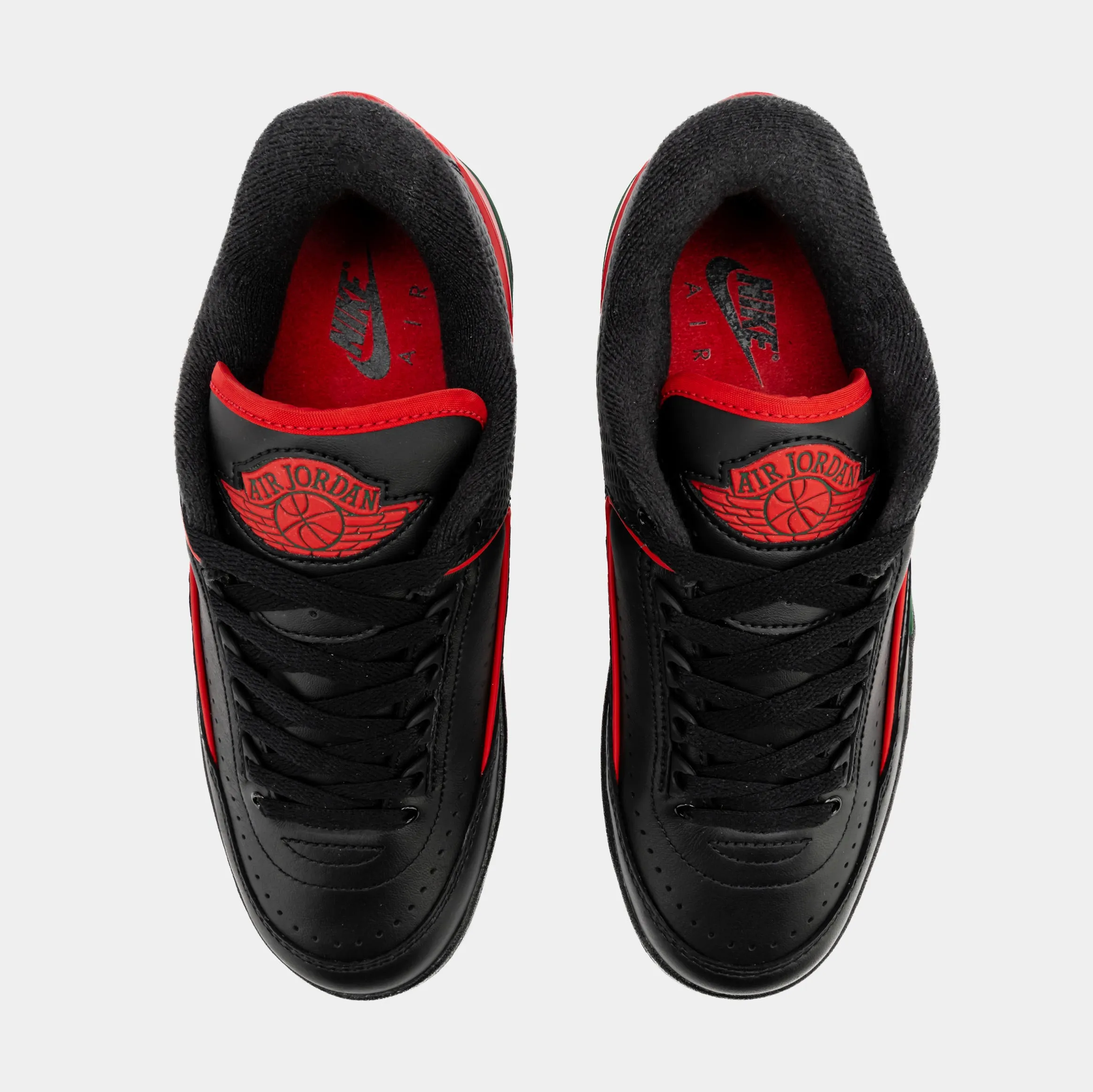 Air Jordan 2 Retro Low Christmas Grade School Lifestyle Shoes (Black/Fire Red/Cement Grey)