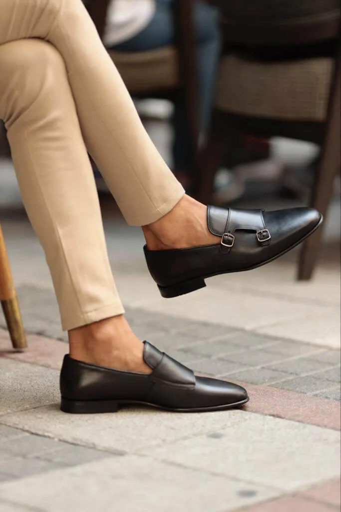 Albina Monk Strap Black Shoe