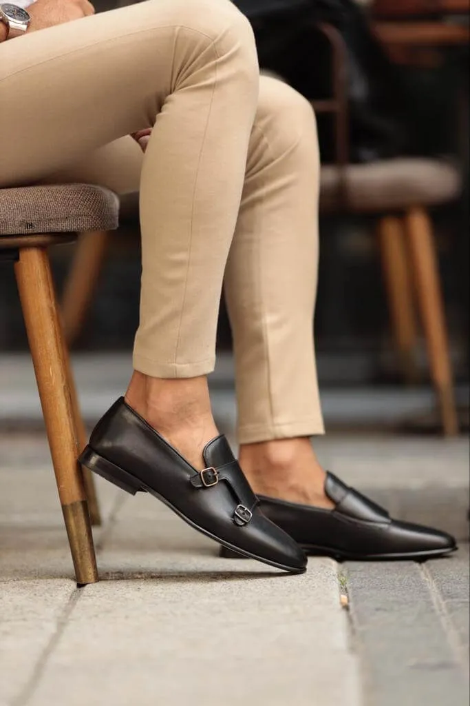 Albina Monk Strap Black Shoe