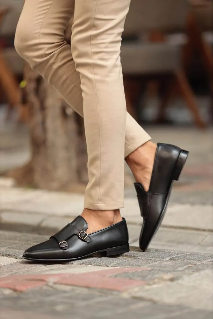 Albina Monk Strap Black Shoe