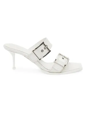 Alexander Mcqueen buckle heel mules, white