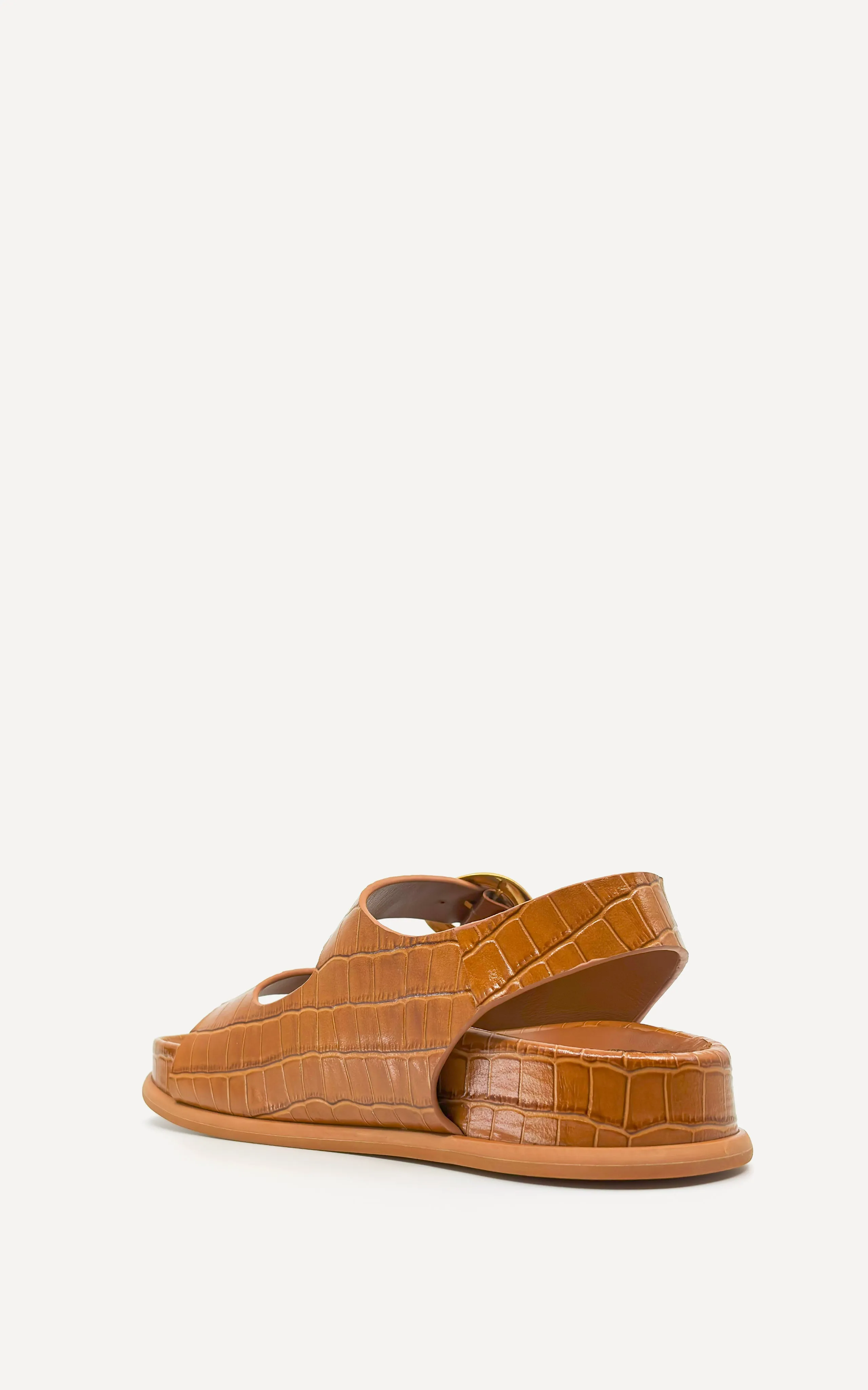 Allegra Chunky Flat Sandal | Tan Crocodile