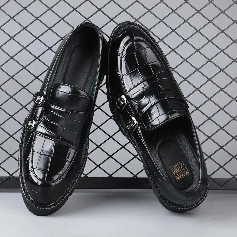 Amozae- Sinwol Double Buckle Croc Patent Loafer