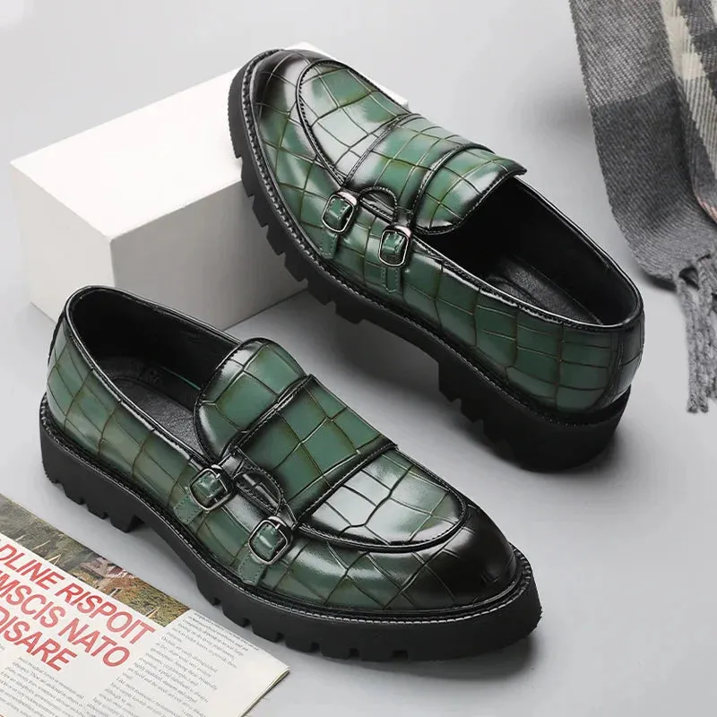 Amozae- Sinwol Double Buckle Croc Patent Loafer