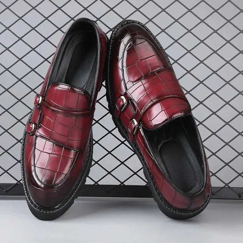 Amozae- Sinwol Double Buckle Croc Patent Loafer