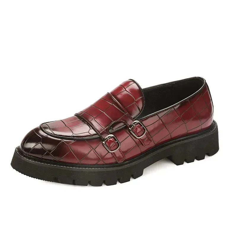 Amozae- Sinwol Double Buckle Croc Patent Loafer