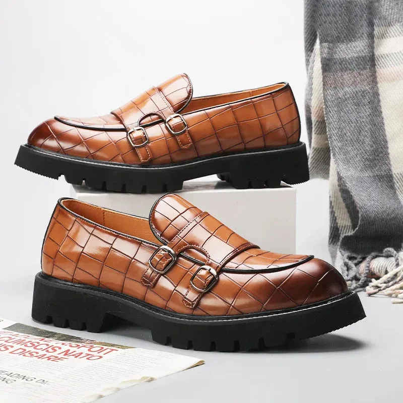 Amozae- Sinwol Double Buckle Croc Patent Loafer