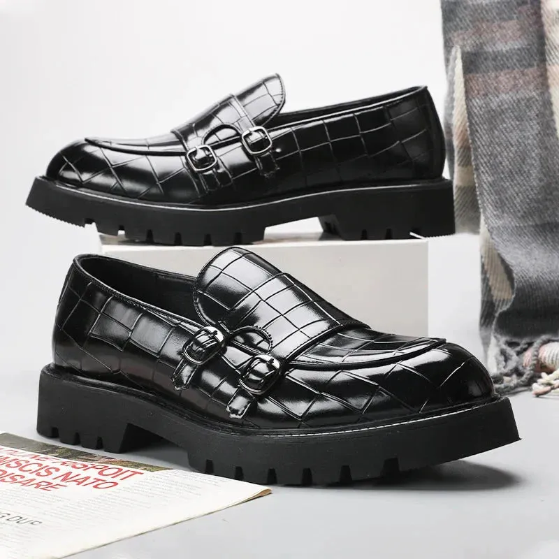 Amozae- Sinwol Double Buckle Croc Patent Loafer