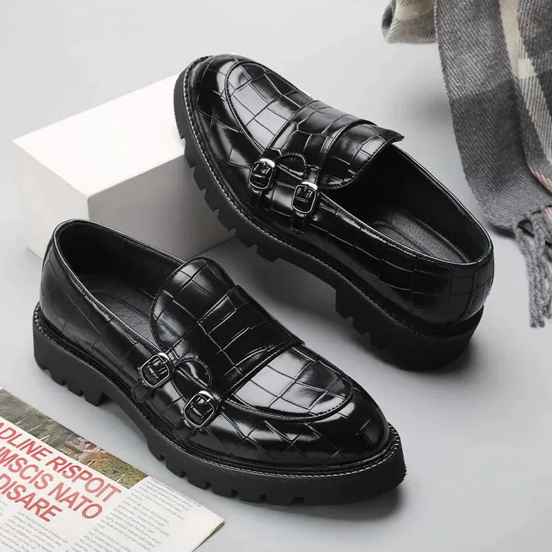 Amozae- Sinwol Double Buckle Croc Patent Loafer