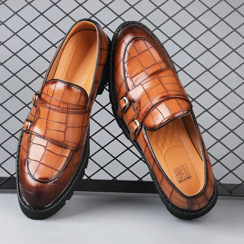 Amozae- Sinwol Double Buckle Croc Patent Loafer