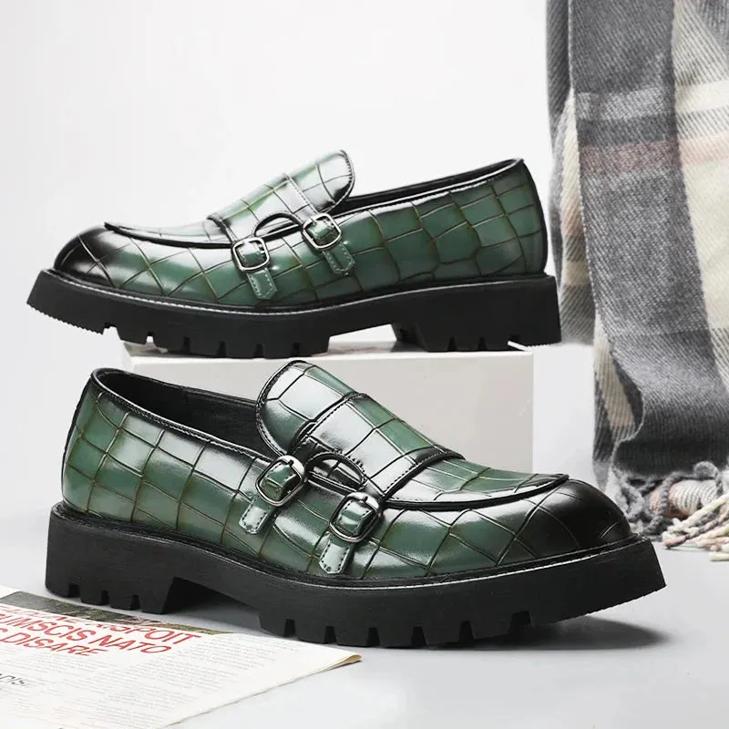 Amozae- Sinwol Double Buckle Croc Patent Loafer