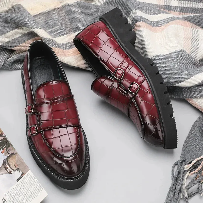 Amozae- Sinwol Double Buckle Croc Patent Loafer