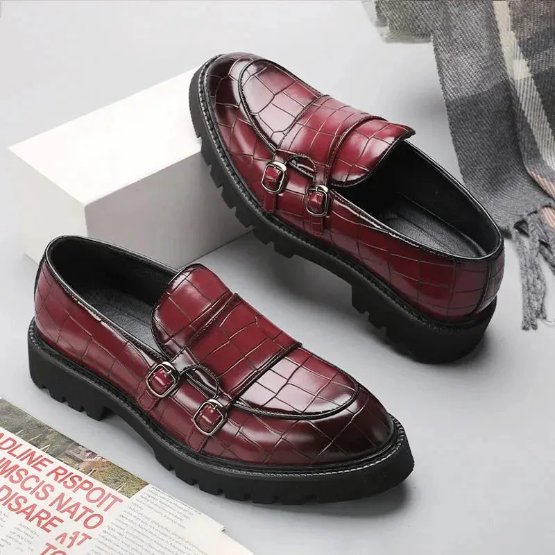 Amozae- Sinwol Double Buckle Croc Patent Loafer