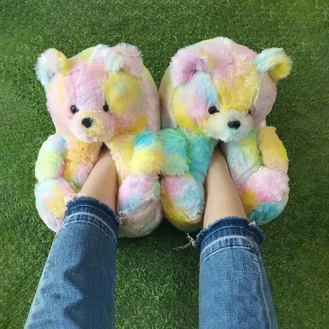 Amozae-Winter Home Shoes Women House Slippers Warm Faux Fur Ladies Cross Soft Plush Furry Female Open Toe Slides Fashion Shoes