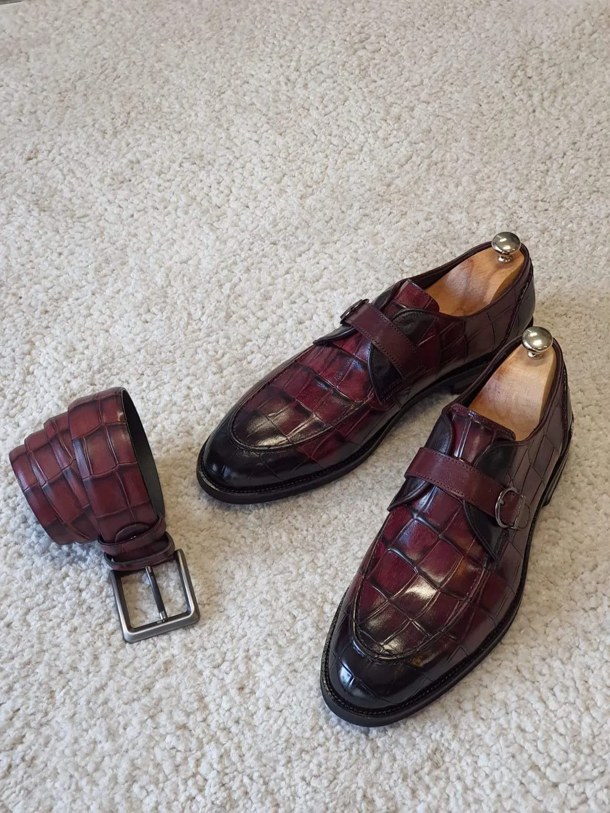 Antonio Burgundy Buckle Loafers