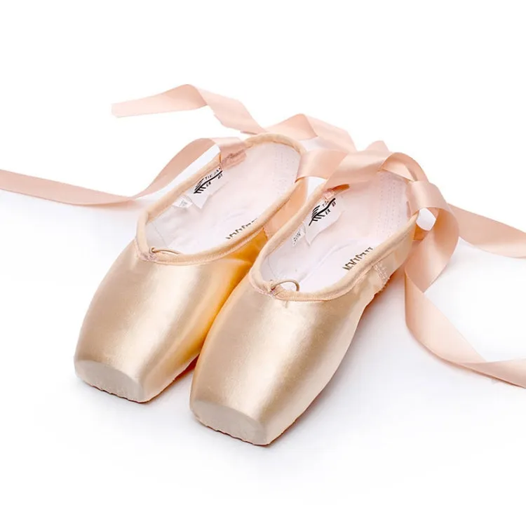 Ballet Lace Pointe Shoes Professional Flat Dance Shoes, Size: 31(Satin Nude)