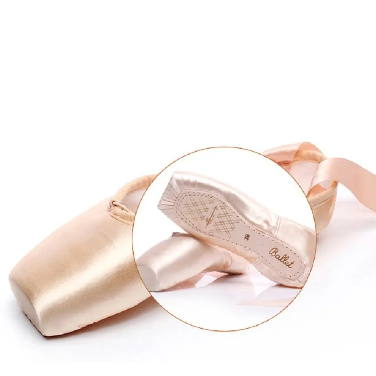 Ballet Lace Pointe Shoes Professional Flat Dance Shoes, Size: 31(Satin Nude)