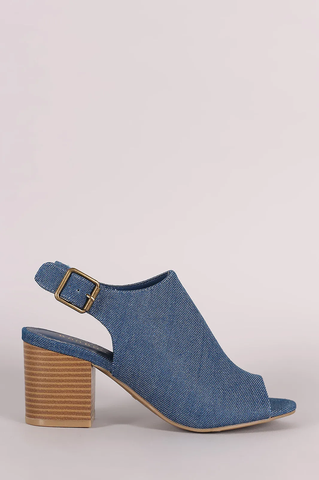 Bamboo Denim Slingback Chunky Mule Heel