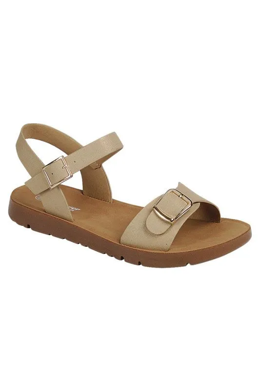 Beige Buckle Sandal