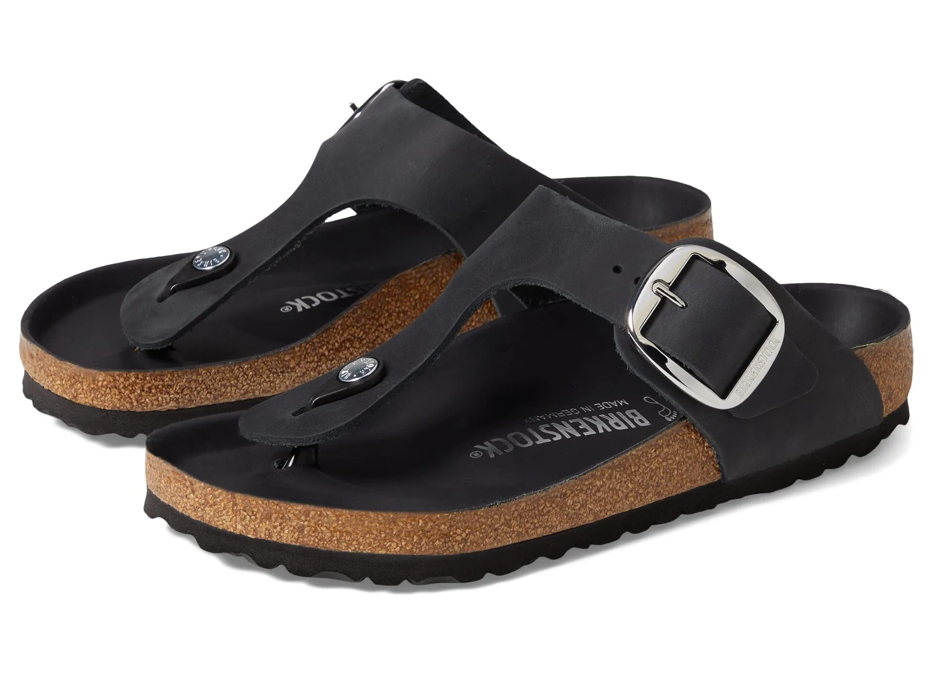 Birkenstock Gizeh Big Buckle Sandals - Oiled Leather, black