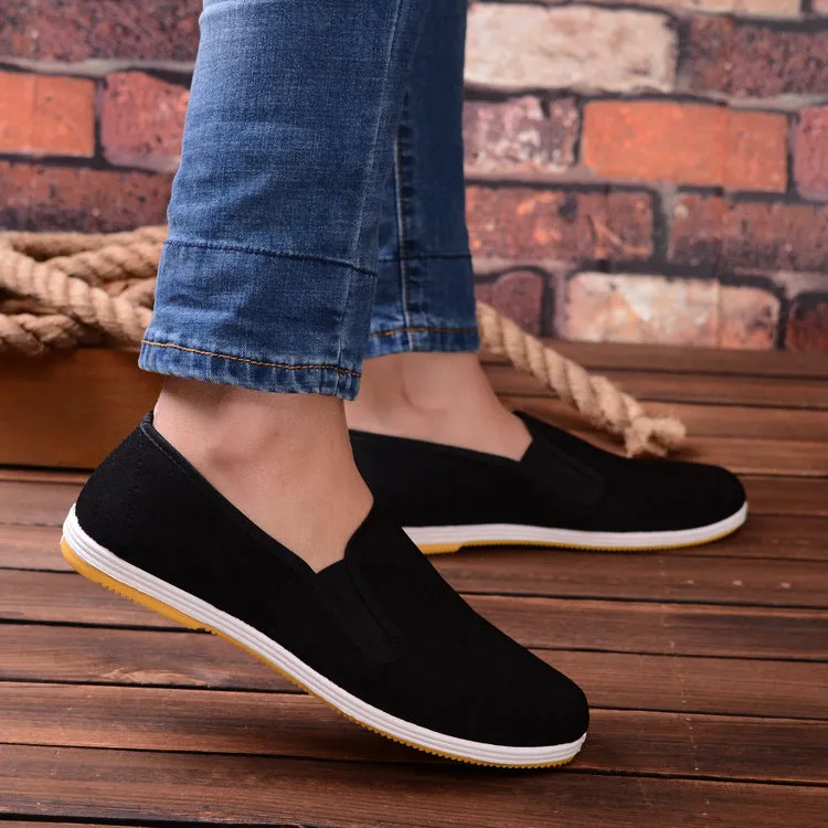 Black High Quality Breathable Wing Chun Kung Fu Shoes, Bruce Lee Vintage Chinese Tai Chi Cotton Cloth Shoes, Martial Arts Footwear