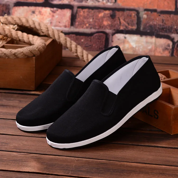 Black High Quality Breathable Wing Chun Kung Fu Shoes, Bruce Lee Vintage Chinese Tai Chi Cotton Cloth Shoes, Martial Arts Footwear