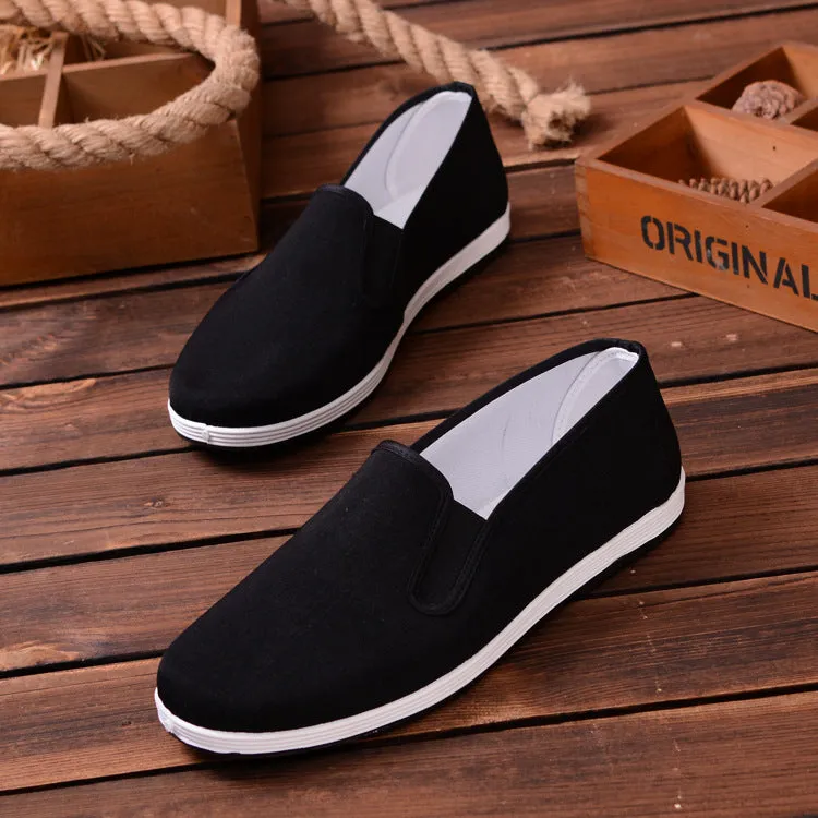 Black High Quality Breathable Wing Chun Kung Fu Shoes, Bruce Lee Vintage Chinese Tai Chi Cotton Cloth Shoes, Martial Arts Footwear