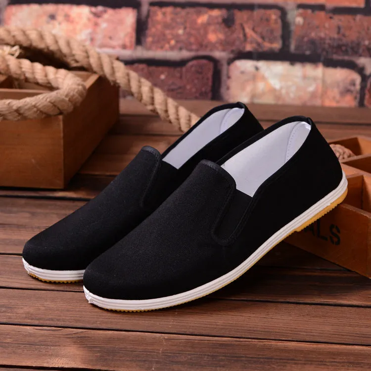 Black High Quality Breathable Wing Chun Kung Fu Shoes, Bruce Lee Vintage Chinese Tai Chi Cotton Cloth Shoes, Martial Arts Footwear