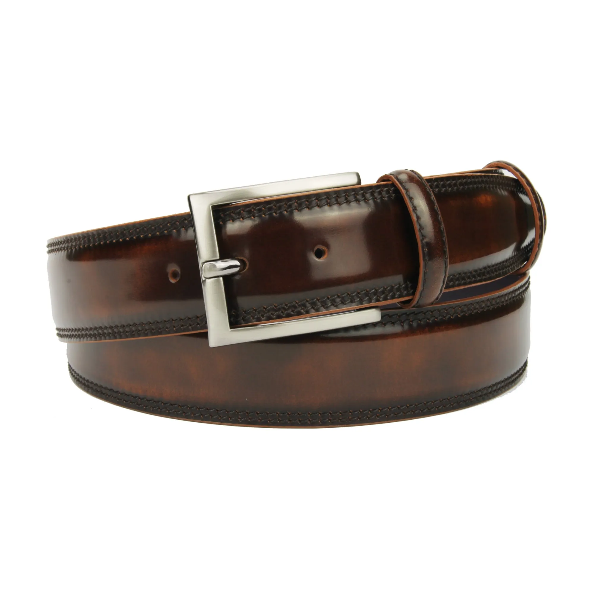 Bogart Welt Cognac Men's Hand Burnished Belt with slim buckle