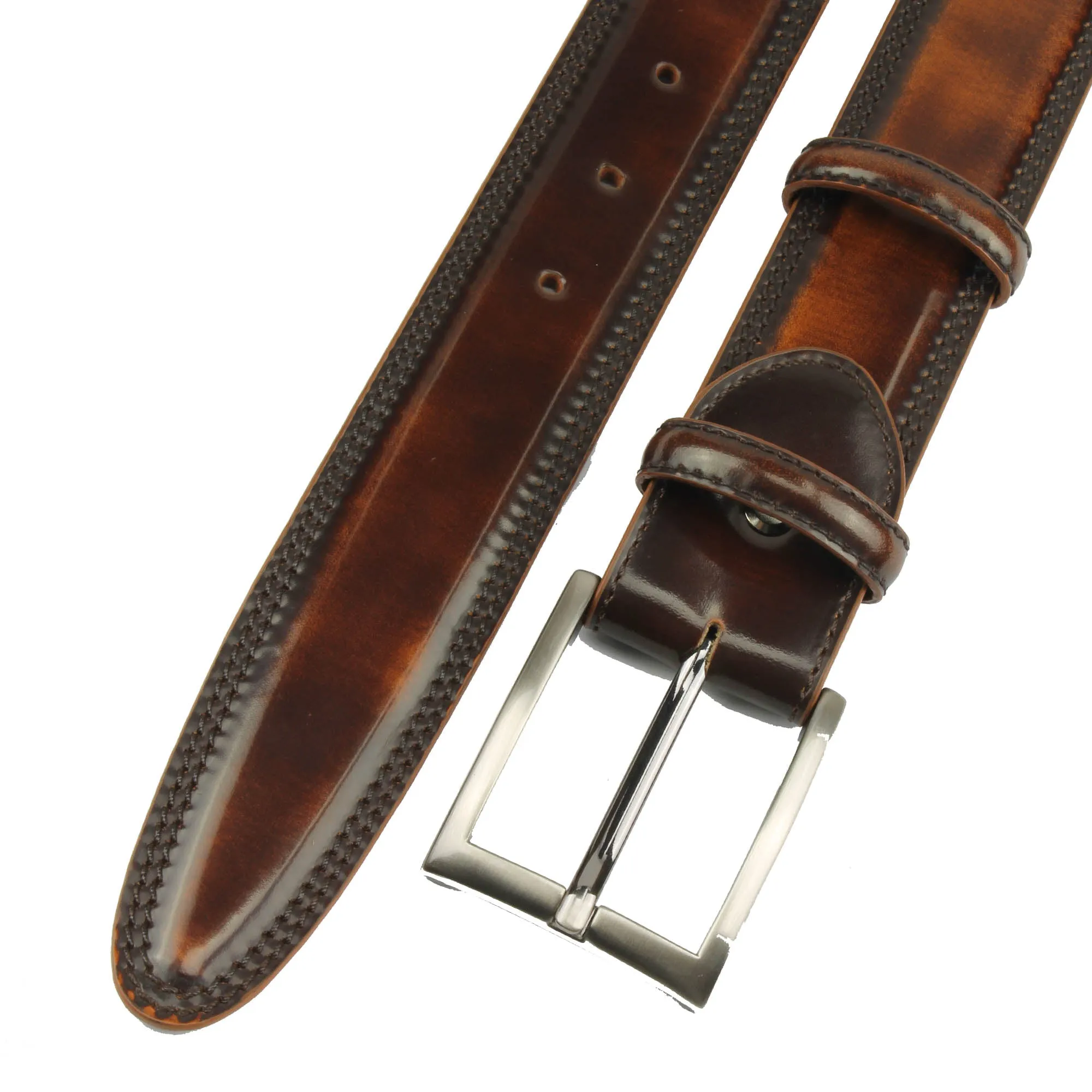 Bogart Welt Cognac Men's Hand Burnished Belt with slim buckle