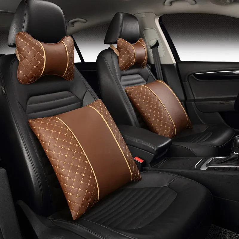 Car Leather Neck and Back Pillows