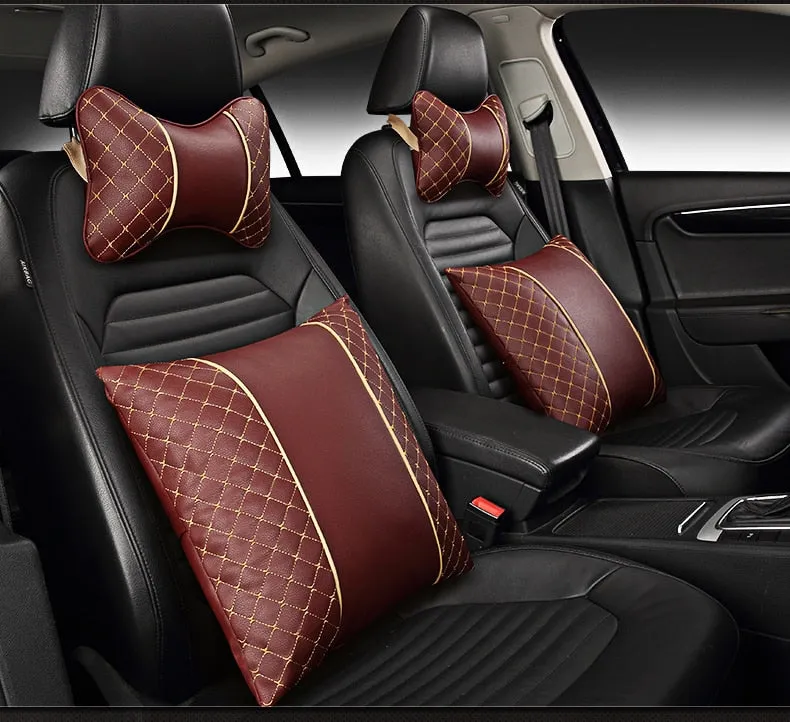 Car Leather Neck and Back Pillows