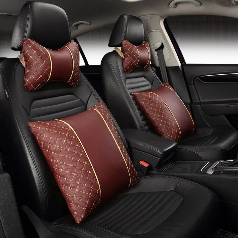 Car Leather Neck and Back Pillows