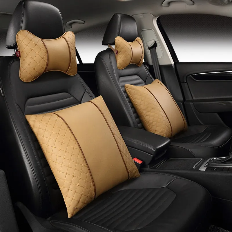 Car Leather Neck and Back Pillows