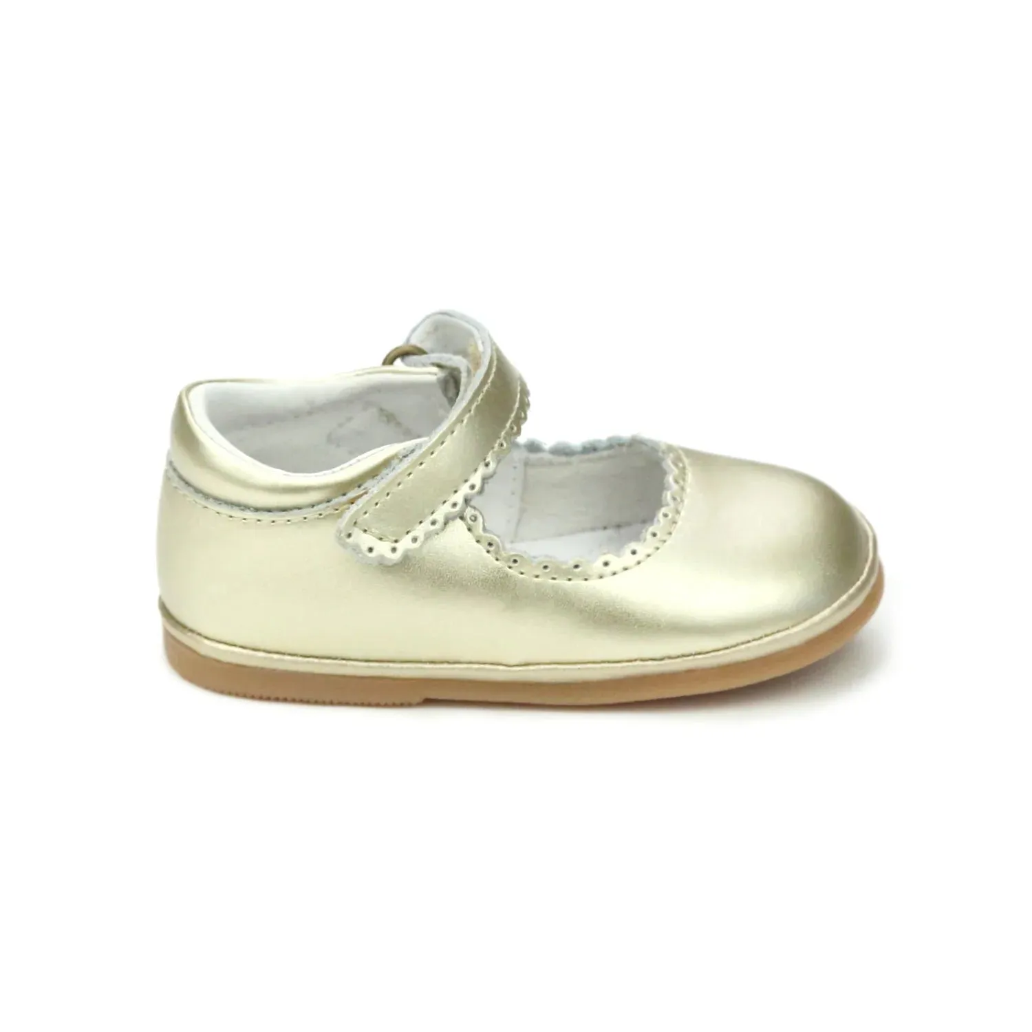 Cara Scalloped Mary Jane Baby - Gold